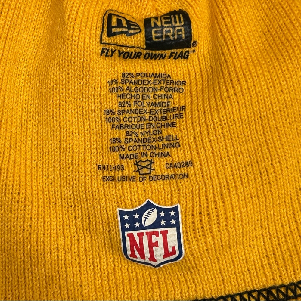 💎 3/$30 New Era Green Bay Packers NFL Tech-Knit Beanie Skully Black Gold Fleece - Picture 4 of 5